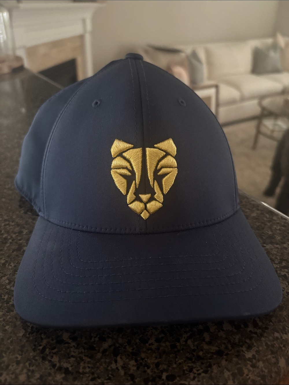 Puma Navy Blue Baseball Cap with Gold Lion Crest